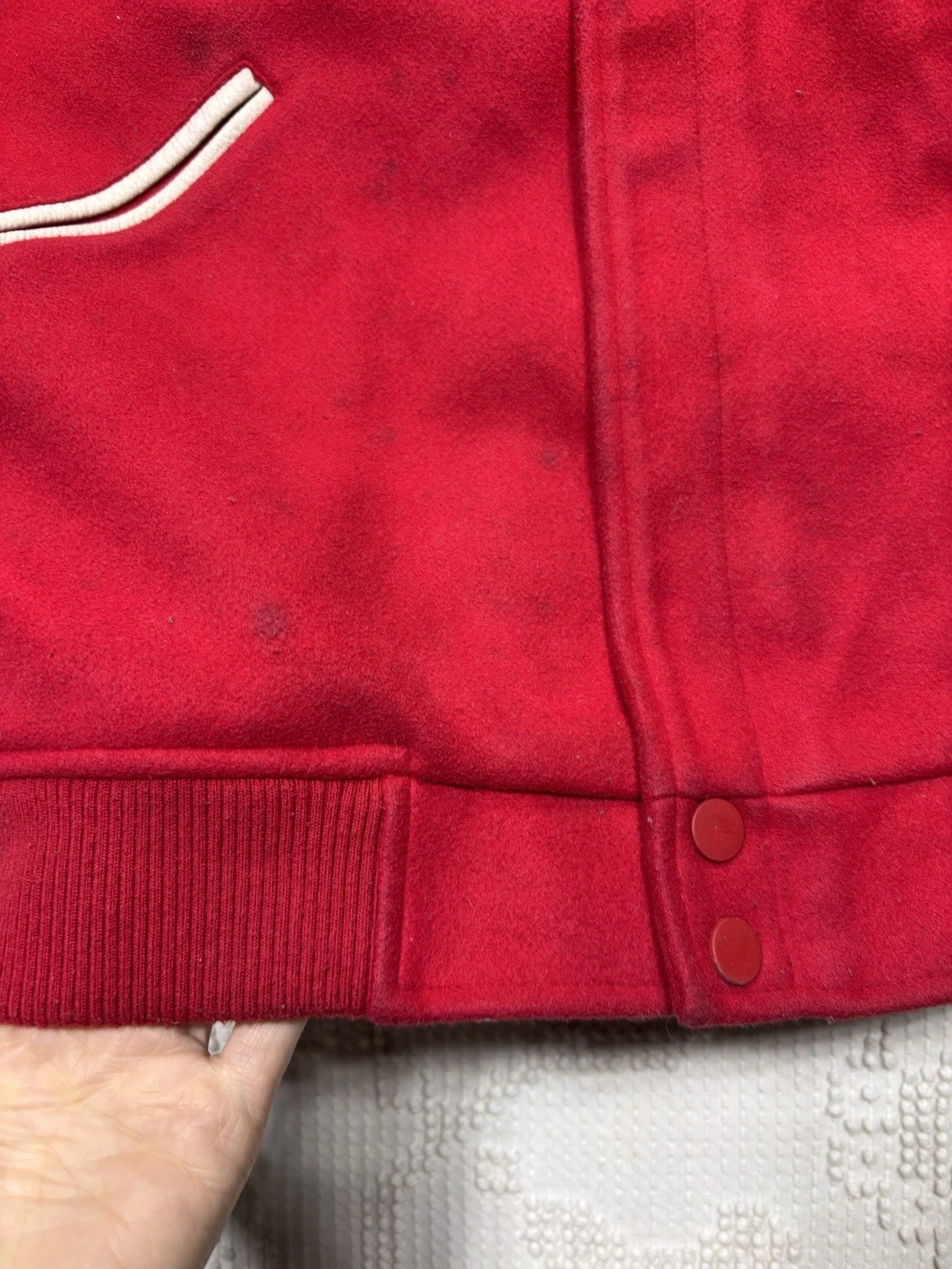 Roku Studio Stoned And Successful Varsity Jacket Red White Mouth Tongue Men’s S image 7