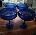 Set of four large acrylic margarita glasses cobalt blue patio pool party picnic  — photo 2