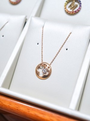 14K Rose Gold Dancing Diamond Clover Pendant Necklace, 0.02ct, 1.35g, 16-18in