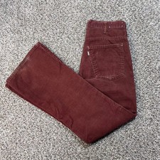 Vintage Levi's 646 Women's 28x30 Corduroy Pants Burgundy Flare Leg Red White Tab