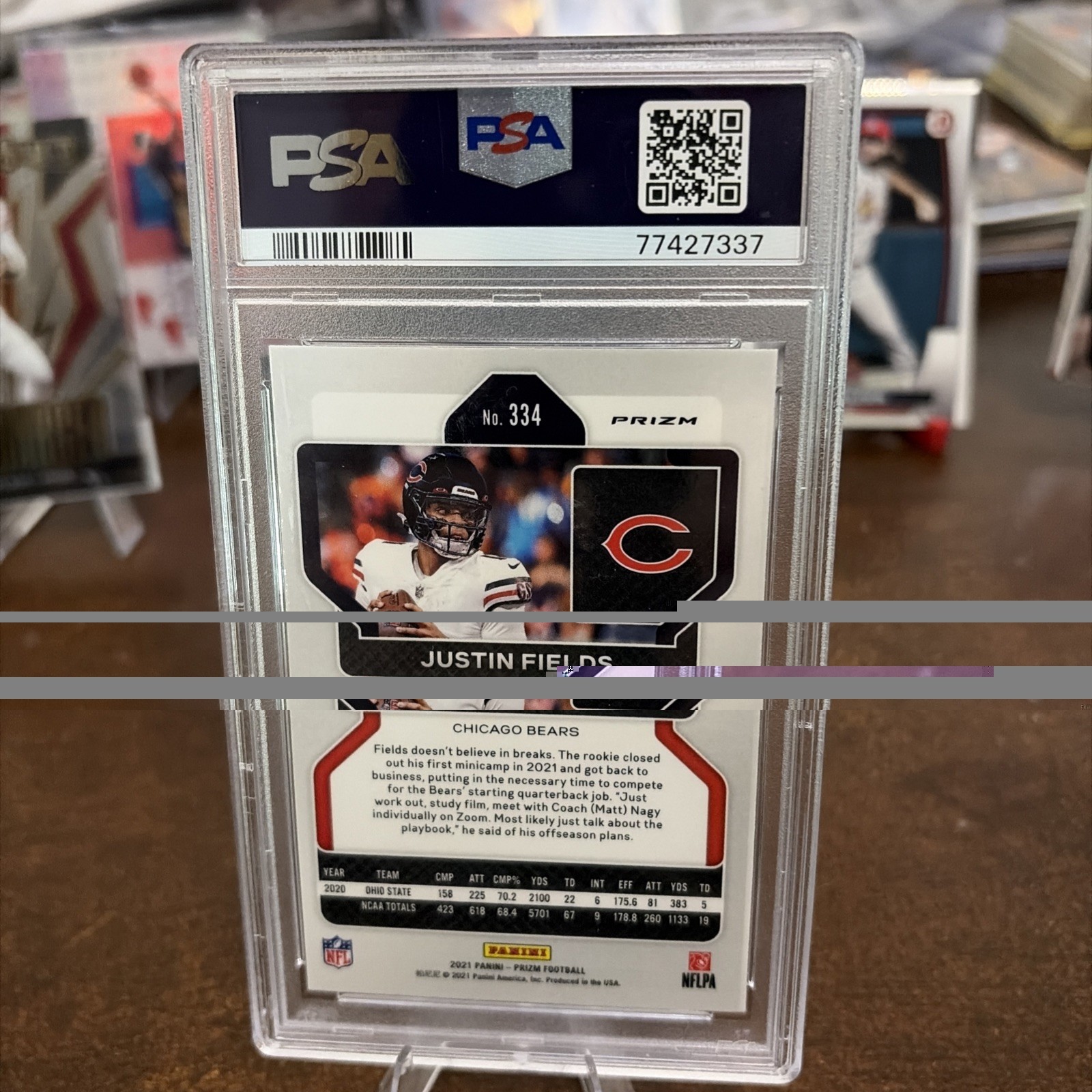Justin Fields 2021 PSA 10 Prizm Football Light Blue Parallel Rookie view 2