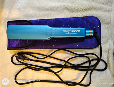 BaBylissPRO Nano Titanium Blue Flat Iron Straightener w/ Display Swivel Cord