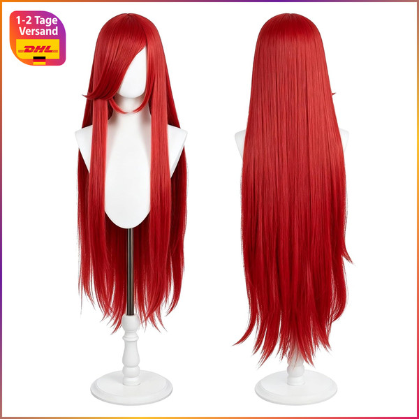 PerüCke 100Cm Lang Glatt Rot FüR Cosplay Halloween DIY Styling 1 StüCk-image