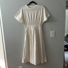 Everlane 100% Cotton Midi Dress Cream White Women's SMALL