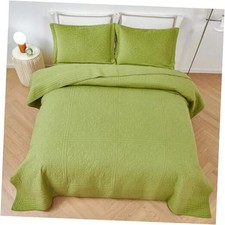 Cotton Queen Quilt Set - Lightweight Quilted Oversized Full/Queen Olive Green