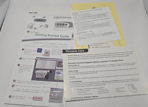 Lot USB Pinnacle 500 avec cordons disques guide de l'utilisateur instructions capture vidéo maison - Photo 8/12