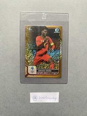 Bowman Chrome  Amadou Onana Auto  /50 Bookend Belgium 1st Bowman Gold Refactor