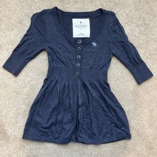 Vintage Abercrombie Babydoll Sweater Girls Medium Bella Swan Blue Henley Y2K 90s