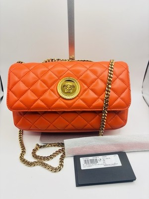 Versace Coral Quilted Lamb + Lamb Leather Medusa Small Shoulder