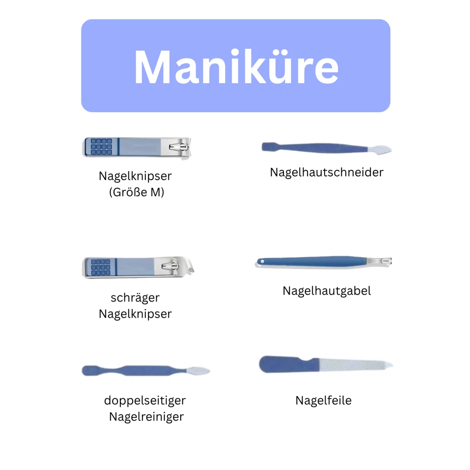 Nageset Maniküre Pediküre 16-teilig – mit Nagelfeile, Nagelzange, Schere & Etui - Bild 2 von 4