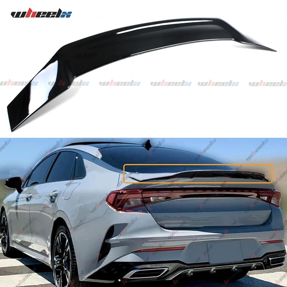 R STYLE Rear Trunk Spoiler Wing Lip For 2021-2024 KIA K5 5th Gen Gloss Black