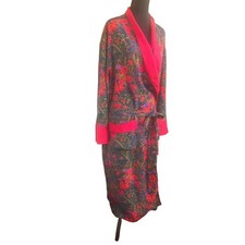 Victoria's Secret Vintage 80s Gold Label Kimono Robe Red Rose Paisley SZ M READ