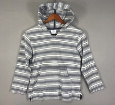 Tommy Bahama Hoodie Boys Large 10-12 Gray Stripe Baja Pullover Sweatshirt Pocket