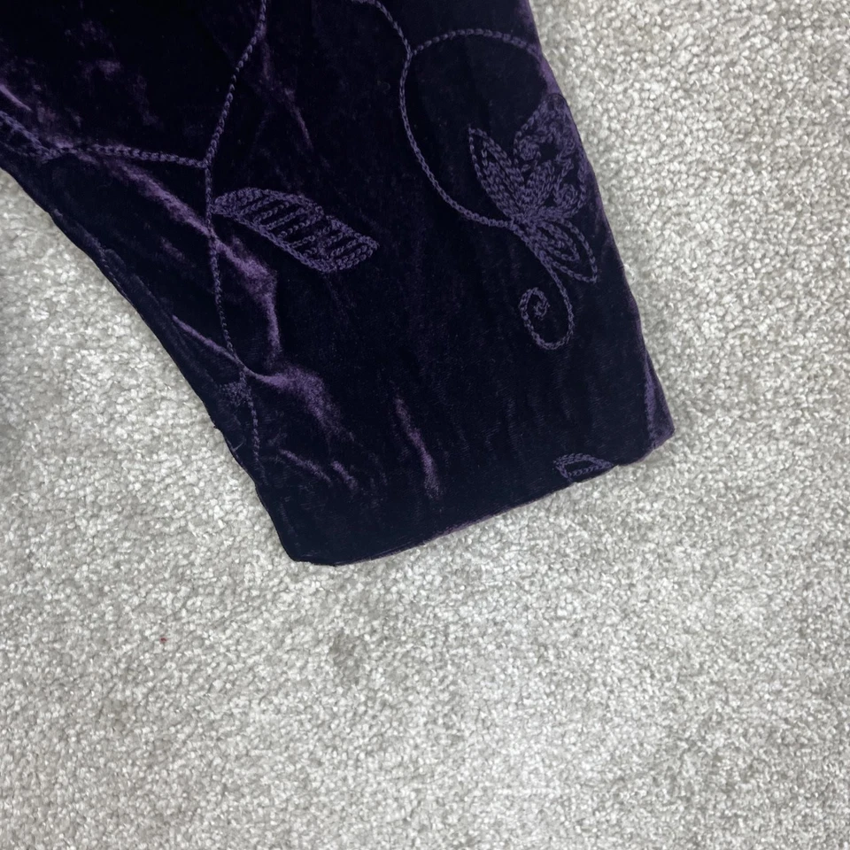 Coldwater Creek Jacket Womens 1X Purple Velvet Embroidered Button Floral- 3777 - Image 2 of 4