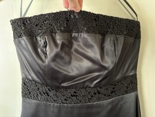 Molly Strapless satin black dress (LBD) with lace detail L / 12