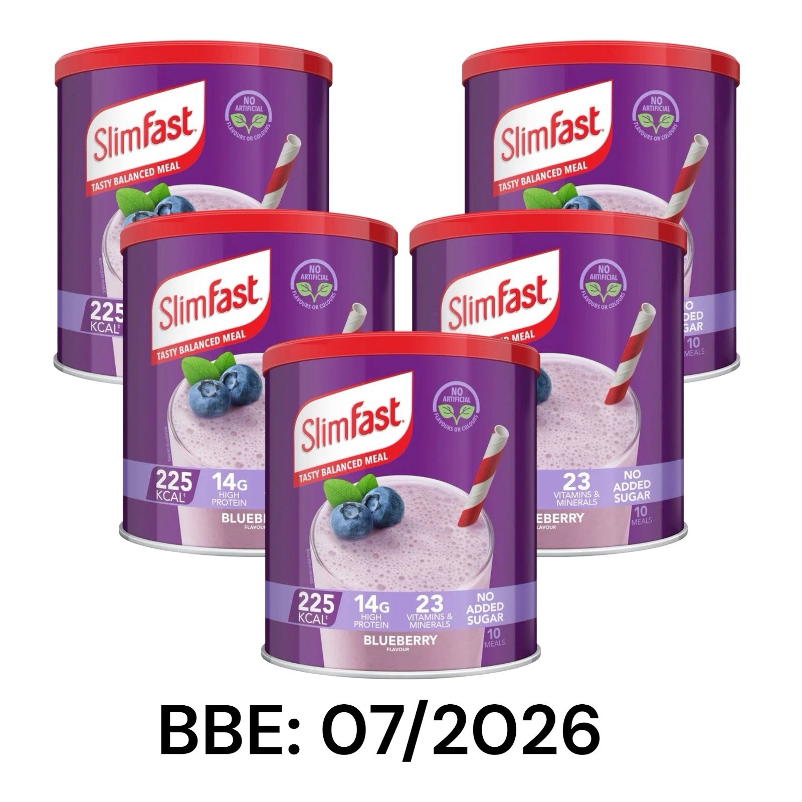 5 X Slimfast Blueberry Flavour Shake 365G Weight Loss Shake BBE: 07/2026