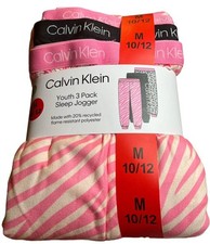 Calvin Klein 3 Pack Sleep Jogger Girls Medium 10/12 Pink Zebra Black Grey Spots
