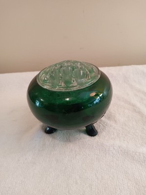 Vintage 1950's Viking Evergreen Flowerlite Frog 4 1/4'' with Crystal Frog