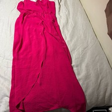 Fraiche by J Pink Surplice Tulip Midi Dress Size L Nwt