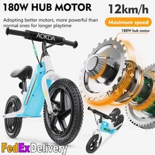Safe 12" Electric Bike For Ages 3-8 Year Old Kids 180W 12km/h 21.6V/5.2Ah E-Bike