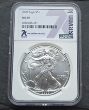 2020 American Eagle 1 oz 999 Silver Coin NGC MS 69 With Seven K Label
