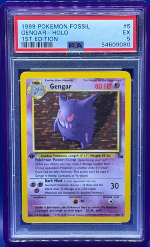 1999 Pokemon TCG Gengar Fossil Holo #5/62 1st Edition PSA 5 EX Excellent