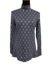 Karen Scott Womens Mock Turtleneck Top Size Small S Silver Owls NWT