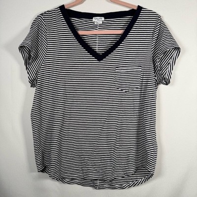 Splendid Navy and White Striped V-Neck Tee