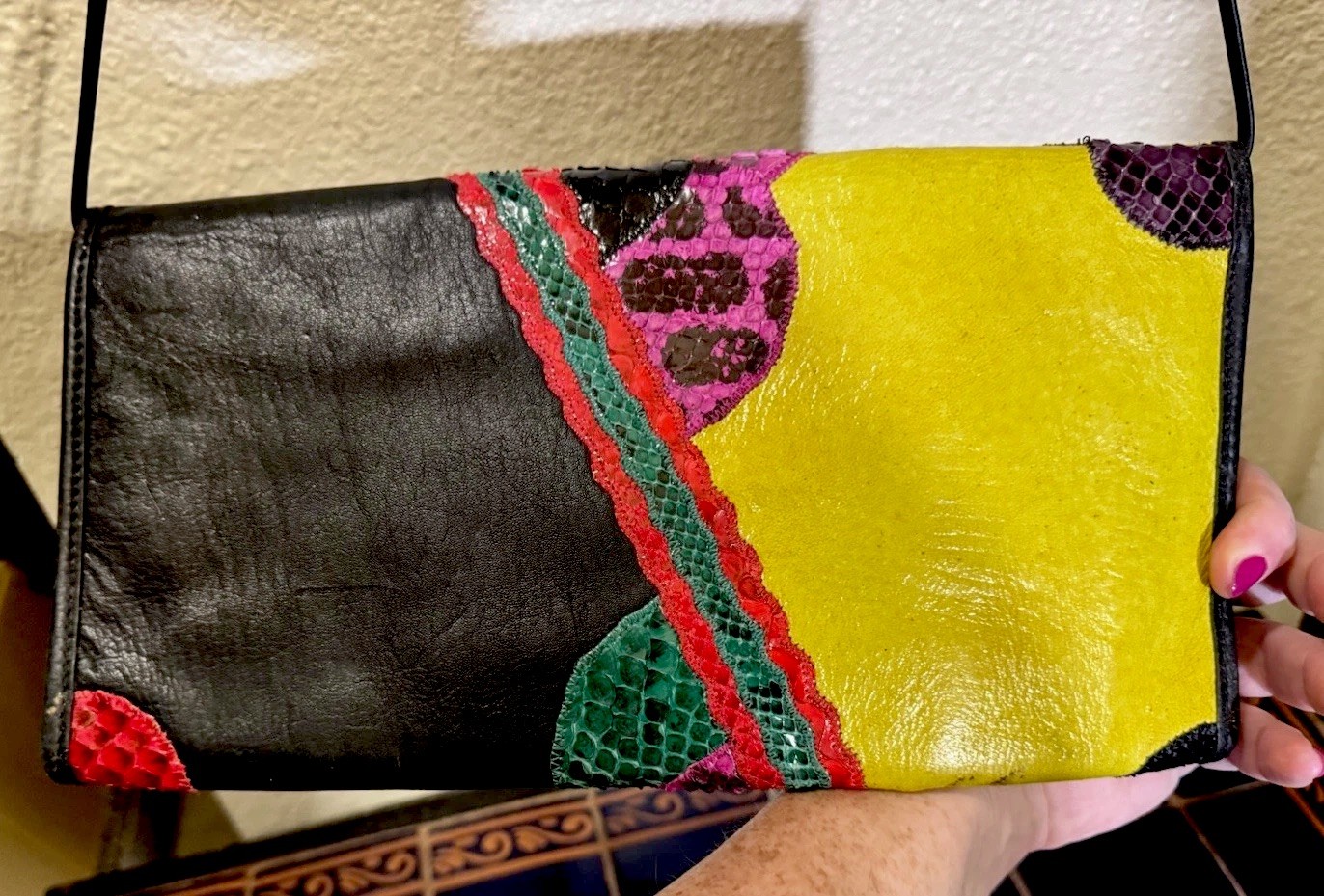 Carlos Falchi Leather Python Shoulder Bag with Ma… - image 3