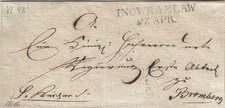 Prussia letter two-line Inowrazlaw around 1820 to Bromberg