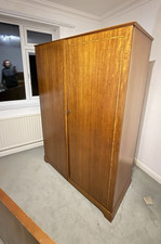 Brown Medium Wood 2 Door Freestanding Wardrobe Hinged Doors Hanging Rail