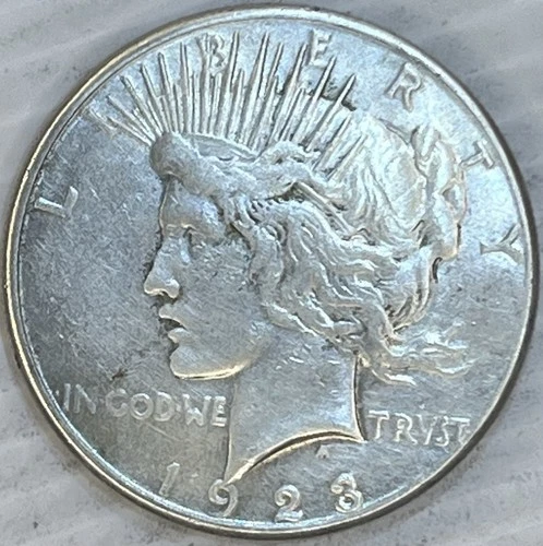 1923S Silver Peace Dollar Uncertified Very-Fine Circulated Condition
