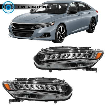 LED For 2021-2022 Honda Accord Headlights Headlamp Left+Right Side Black Housing