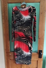 Justwear Y2K black and red tiger zebra print stretch bodycon dress M L 8 10 12