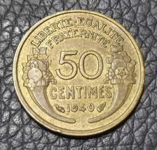 1940 France 50 Centimes Coin