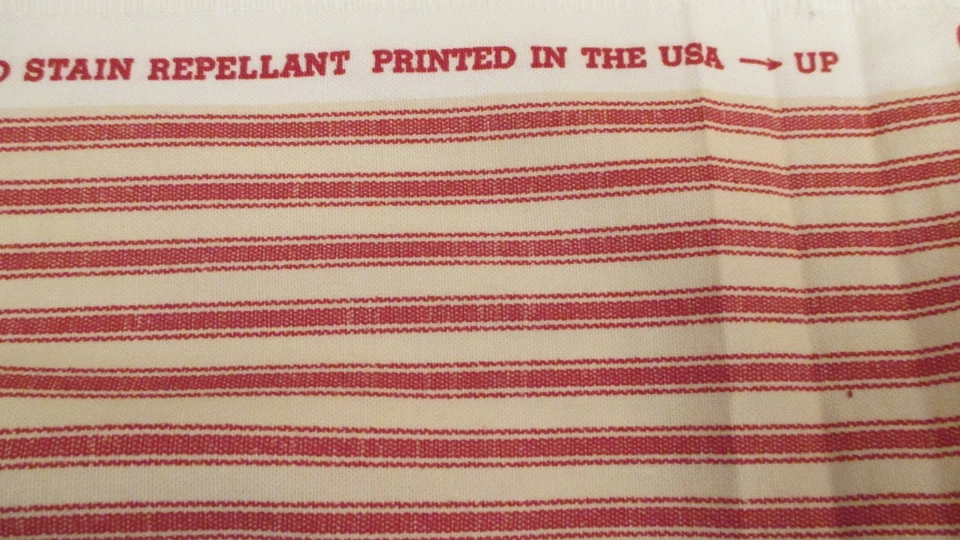 Red OFF WHITE RAILROAD STRIPE COTTON PILLOW TICKING P/Kaufman 2yd 16" x56 - Image 3 of 4