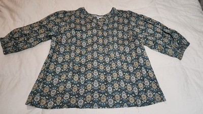 Croft and Barrow Blouse Womens 1X Cotton Tunic Floral Medallion Boho
