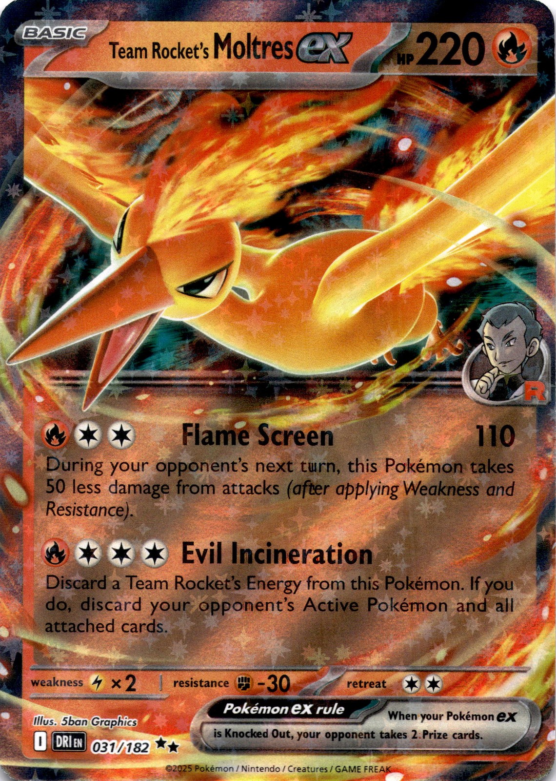 Team Rocket's Moltres ex Double Rare SV10: Destined Rivals 031/182 NM