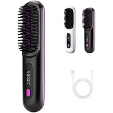 Glow Wave Heated Brush 2025 - USB Charging 3 Heat Settings for Short Hair