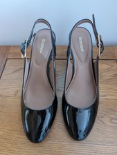 Graceland Patent Leather Black Slingback Court Shoes Size 6