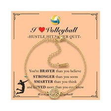 Sports Bracelets for Women 18K Gold Plated Adjustable Baseball Football Volle...