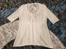 Gitano White Short Sleeve Cardigan Sweater Womens Small (S) - New With Tags