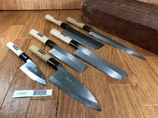 Japanese Chef's Kitchen Knife Set 6 Piece YANAGIBA DEBA NAKIRI USUBA Japan CA397