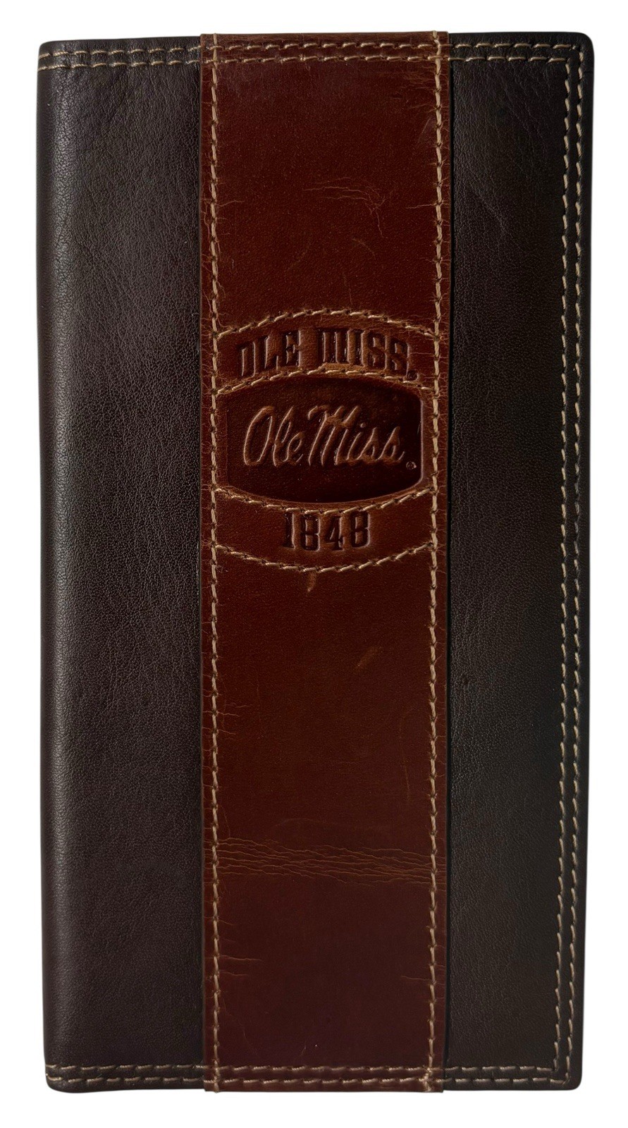 Ole Miss Rebels Genuine Leather Branded Secretary Wallet-Tall/Roper-by Enmon-New