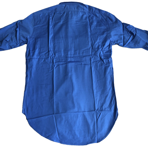 Camisa de vestir de colección Jimmy Chen para hombre L azul algodón abotonada lisa hecha a medida nueva - Imagen 10 de 15