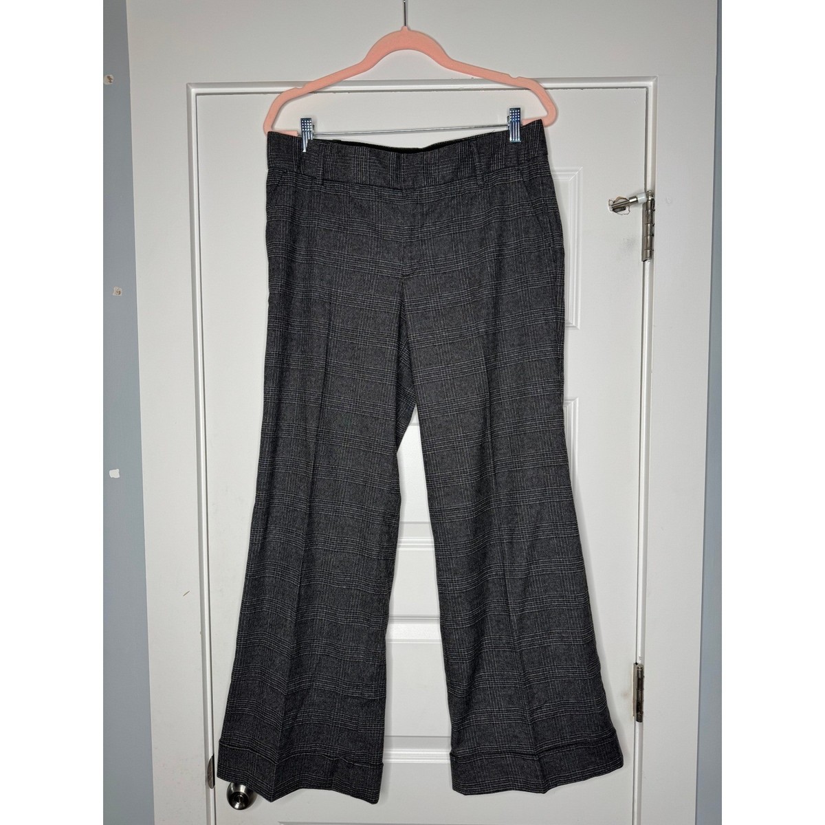 STEFANEL Women's Grey Plaid Wide Leg Flare Dress Pants Trousers Size 42 |  eBay