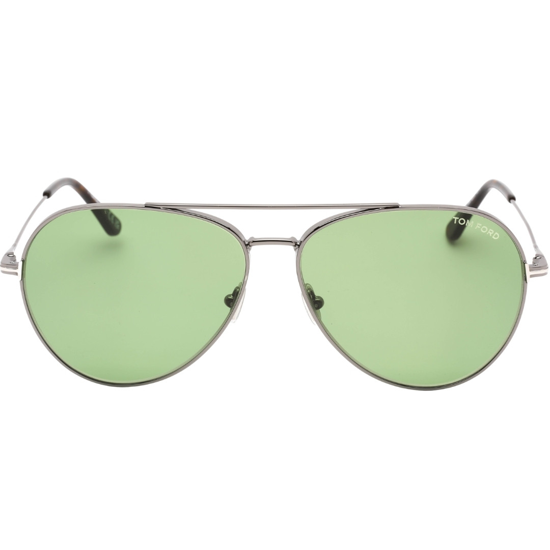 Солнцезащитные очки Tom Ford с зелеными линзами блестящими серебристыми очками цвета оружейного металла 56290₽