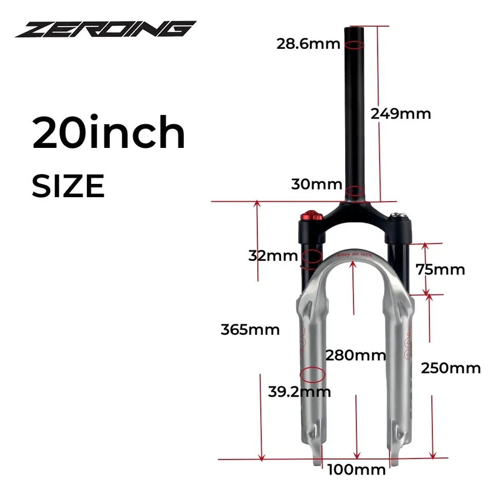 MTB Bicycle Air Suspension Fork 20 Inch Hard and Soft Adjustable Travel 75mm  - Image 2 of 4