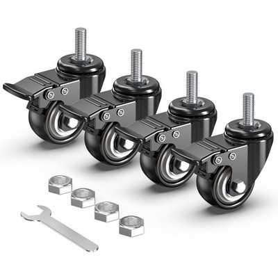 HOLKIE Stem Caster Wheels 2 inch Total Locking Casters Set of 4, Threaded Ste...