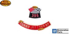 1966 66 Chevelle Malibu Ss 396 360hp Engine Decal Set 1966 66 Chevelle Malibu Ss 396 360hp Engine Decal Set